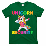 Halloween Dad Mom Daughter Adult Costume Unicorn Security T-Shirt - Green