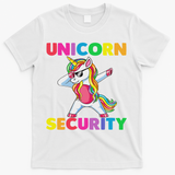 Halloween Dad Mom Daughter Adult Costume Unicorn Security T-Shirt - White