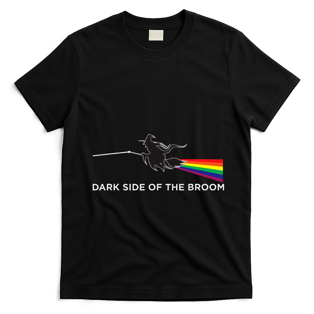 Halloween Dark Side Of The Broom Classic Rock Witch T-Shirt - Black