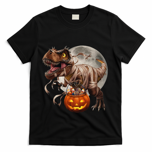 Halloween Dinosaur T Rex Pumpkin T-Shirt - Black