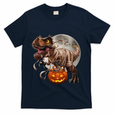 Halloween Dinosaur T Rex Pumpkin T-Shirt - Navy