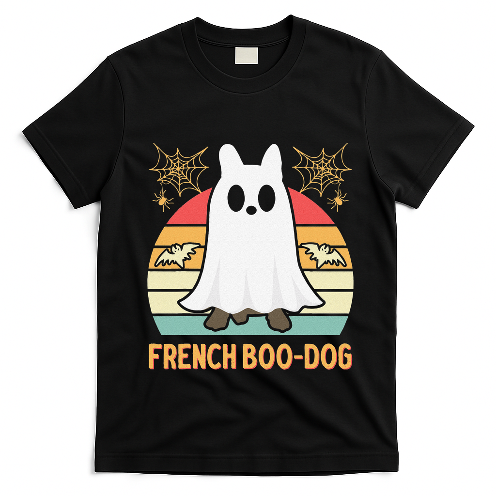 Halloween French Bulldog Dog Frenchie Spooky Ghost Costume T-Shirt - Black