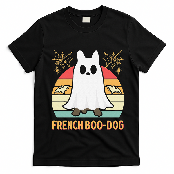 Halloween French Bulldog Dog Frenchie Spooky Ghost Costume T-Shirt - Black
