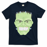 Halloween Frankenstein Head Terrifyingly Green Snarling Head T-Shirt - Navy Blue