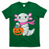Halloween For   Pumpkin Axolotl Mummy T-Shirt - Green