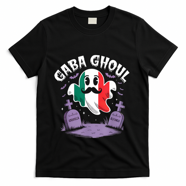 Halloween Graveyard Gaba Ghoul Ghost Funny Italian Gabagool T-Shirt - Black