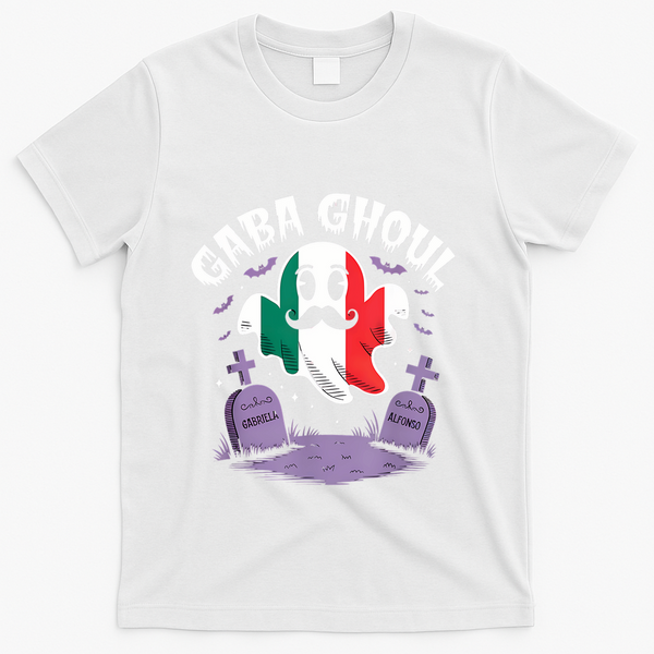 Halloween Graveyard Gaba Ghoul Ghost Funny Italian Gabagool T-Shirt - White