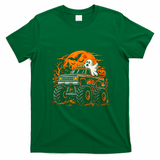 Halloween Ghost Monster Truck Pumpkin And Bats T-Shirt - Irish Green