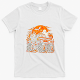 Halloween Ghost Monster Truck Pumpkin And Bats T-Shirt - White