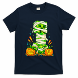 Halloween Gamer Pixel Monster Mummy Costume T-Shirt - Navy Blue