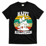 Happy Halloween Hunted House Vintage T-Shirt - Black