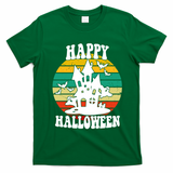 Happy Halloween Hunted House Vintage T-Shirt - Irish Green