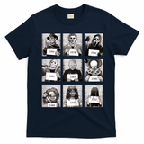 Halloween Horror Legends Killer Mugshots Creepy Fan T-Shirt - Navy Blue