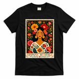 Hispanic Heritage Month Flowers Stamp Latin American T-Shirt - Black