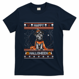 Happy Halloween Ugly Miniature Schnauzer Howloween Pumpkin Gift T-Shirt - Navy
