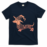 Happy Halloweenie Weiner Dog Cute Dachshund Witch Hat T-Shirt - Navy