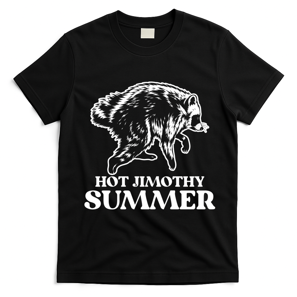 Hot Jimothy Summer Funny Raccoon Meme T-Shirt - Black