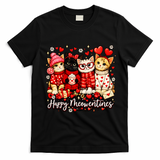 Happy Meowentines Cute Valentine Cat Lovers T-Shirt - Black