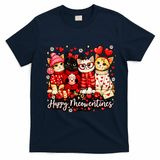 Happy Meowentines Cute Valentine Cat Lovers T-Shirt - Navy Blue