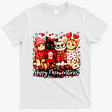 Happy Meowentines Cute Valentine Cat Lovers T-Shirt - White