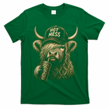 Hot Mess Highland Cow Funny T-Shirt - Irish Green