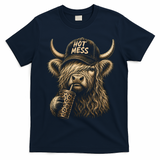 Hot Mess Highland Cow Funny T-Shirt - Navy Blue