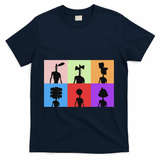 Horror Monster With Sirens For Heads Horror T-Shirt - Navy