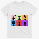 Horror Monster With Sirens For Heads Horror T-Shirt - White