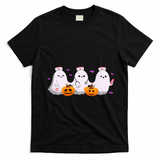 Halloween Nurse Ghosts Boo Crew T-Shirt - Black