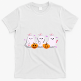 Halloween Nurse Ghosts Boo Crew T-Shirt - White