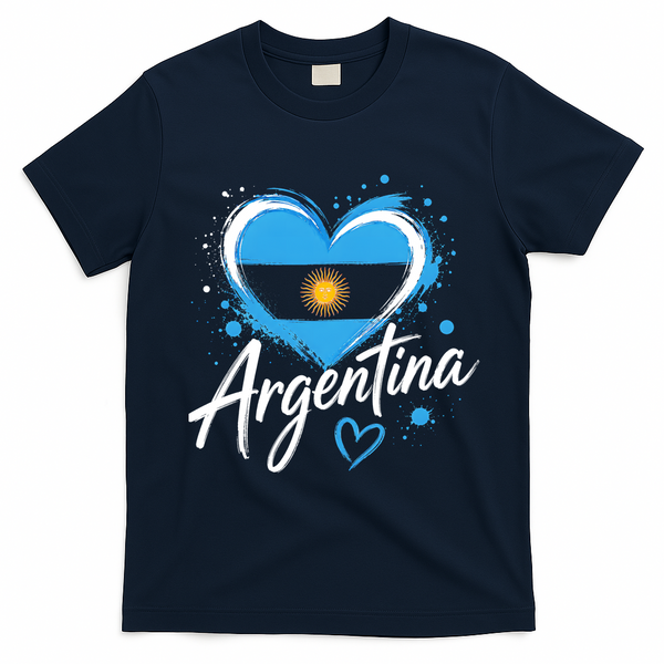 Heart of Argentina Graphic for Proud Fans T-Shirt - Navy Blue