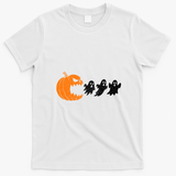 Halloween Retro Gamer Pumpkin Eating Ghost T-Shirt - White