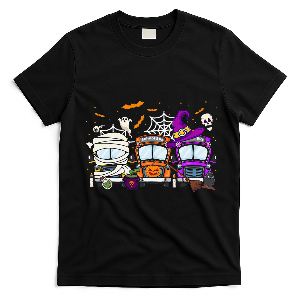 Hilarious School Bus Driver Costume for Halloween T-Shirt - Black