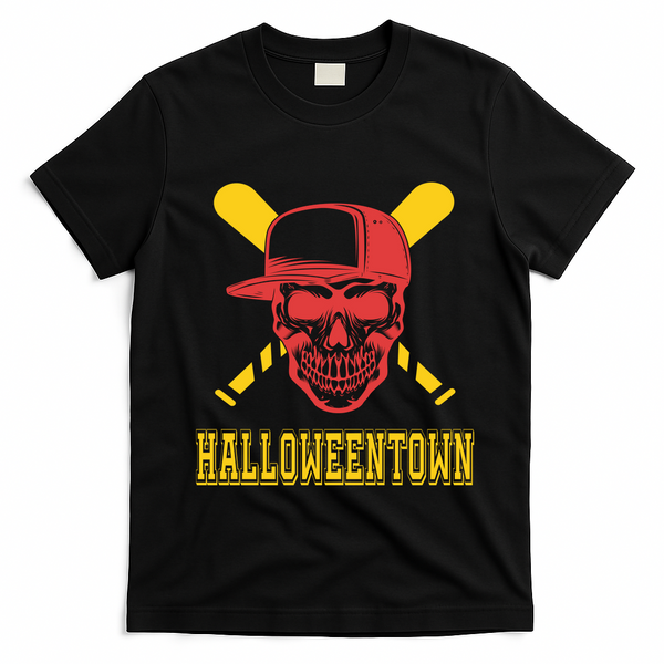 Halloweentown Skeleton Baseball T-Shirt - Black