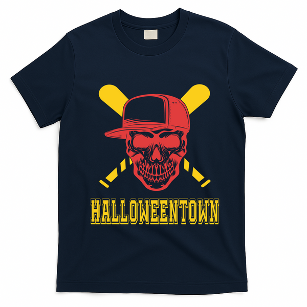 Halloweentown Skeleton Baseball T-Shirt - Navy Blue