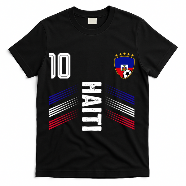 Haiti Soccer Fan Number 10 Graphic Jersey T-Shirt - Black