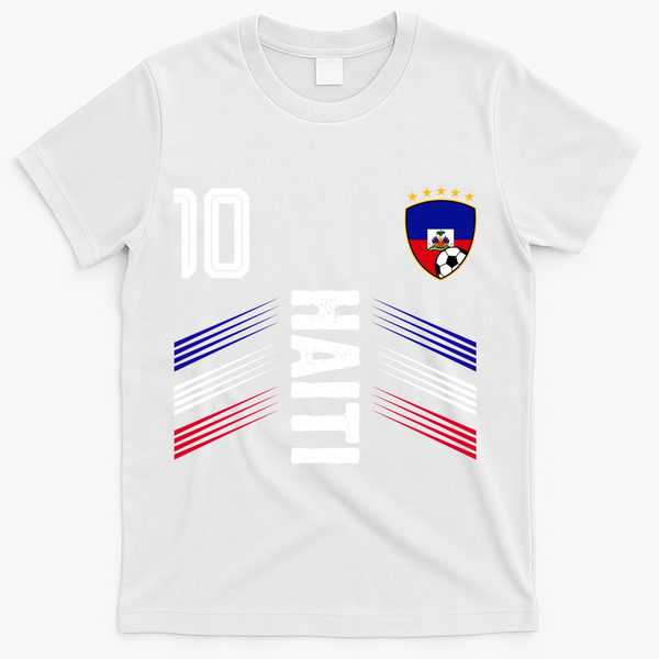 Haiti Soccer Fan Number 10 Graphic Jersey T-Shirt - White