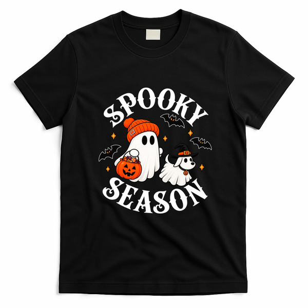 Halloween Spooky Season Ghost Witchy Funny T-Shirt - Black