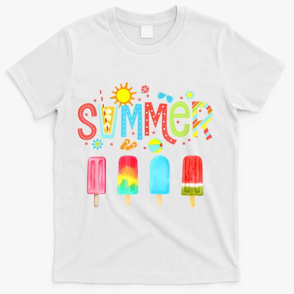 Hello Summer Vacation Ice Cream Popsicle Ice Lolly Gifts (1) T-Shirt - White