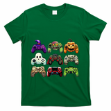 Halloween Skeleton Zombie Gaming Controllers Mummy T-Shirt - Green