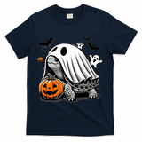 Halloween Turtle Ghost Pumpkin Costume Terrapin Tortoise T-Shirt - Navy