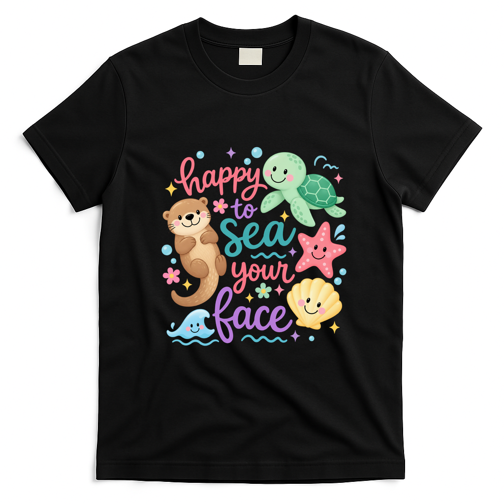 Happy To Sea Your Face Teacher Back To School Ocean T-Shirt - Black