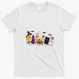 Halloween Teacher Spooky School Supplies Cute Ghost Classroom Back To School T-Shirt - White