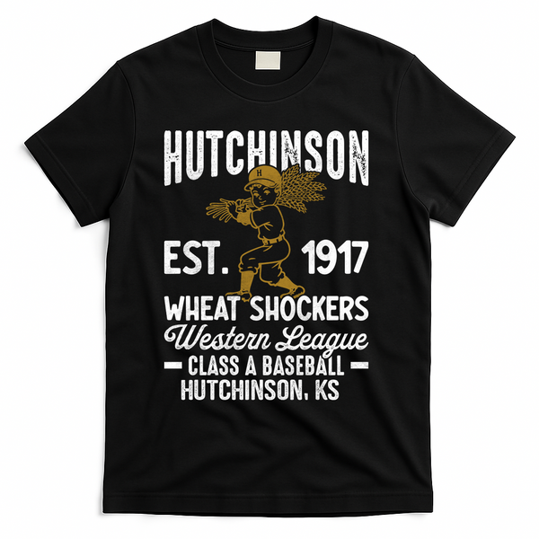 Hutchinson Wheat Shockers Kansas Vintage Baseball Team T-Shirt - Black