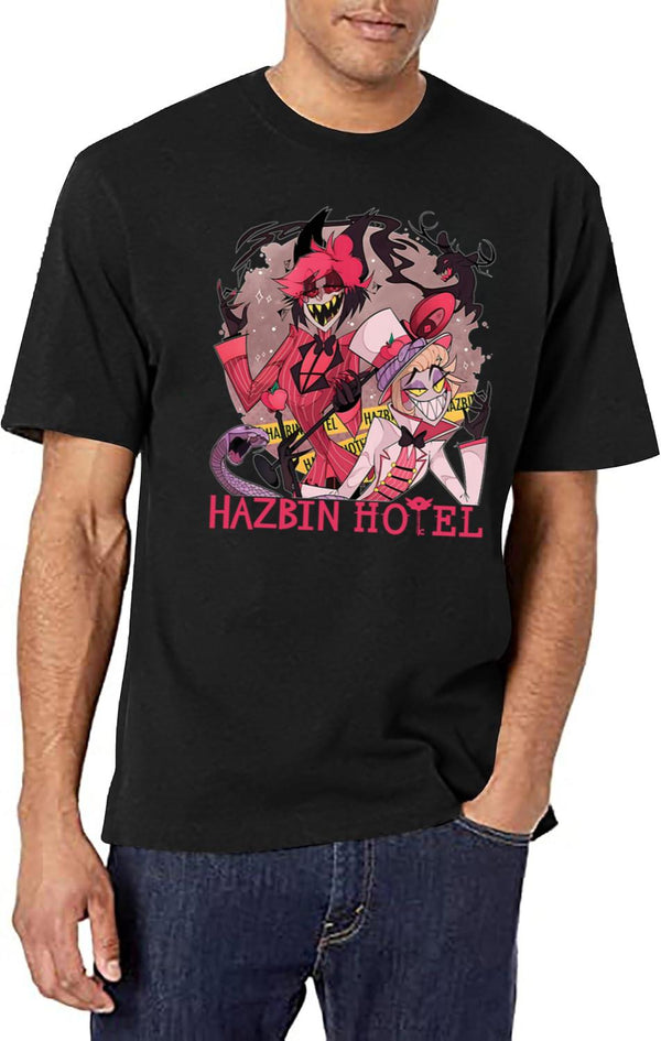 Hazbin Hotel Alastor and Lucifer Classic Black T-Shirt - White