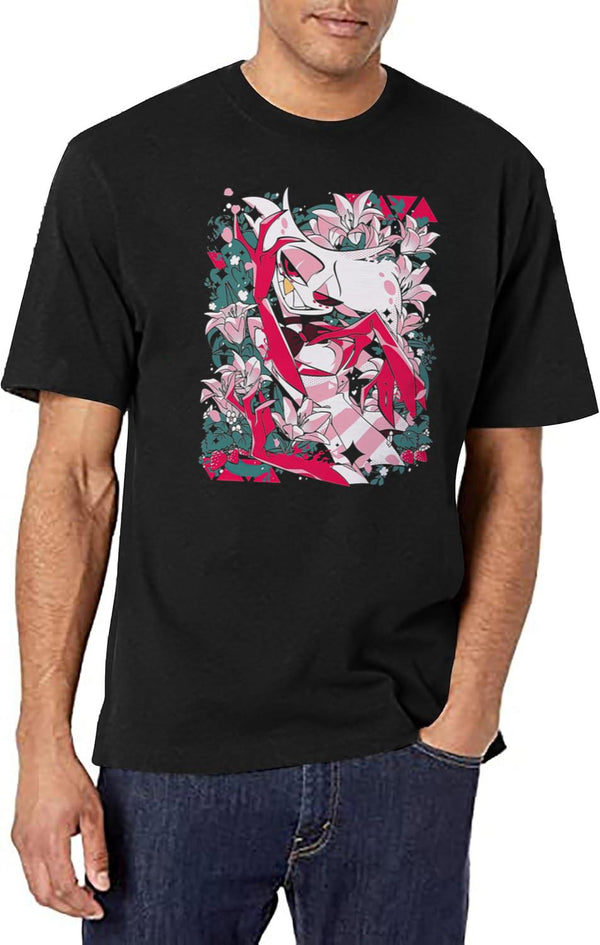 Hazbin Hotel - Angel Dust Classic Black T-Shirt - White