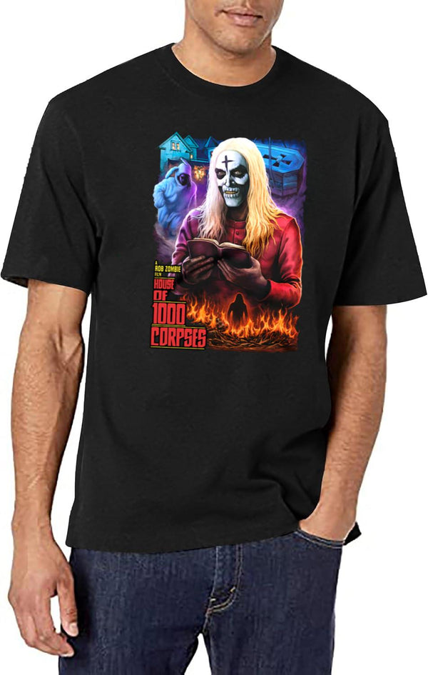 House of 1000 Corpses No Funny Books Black T-Shirt - White