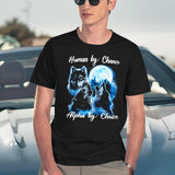 Human By Chance Alpha By Choice T-Shirt Alpha Wolf Shirt Alpha Male Meme T Shirt Funny For Men And Women Black T-Shirt - Navy