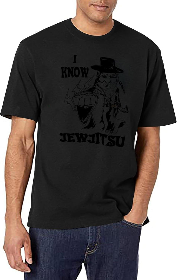 I Know Jew Jitsu Funny Gift Jews Rabbi Black T-Shirt - White