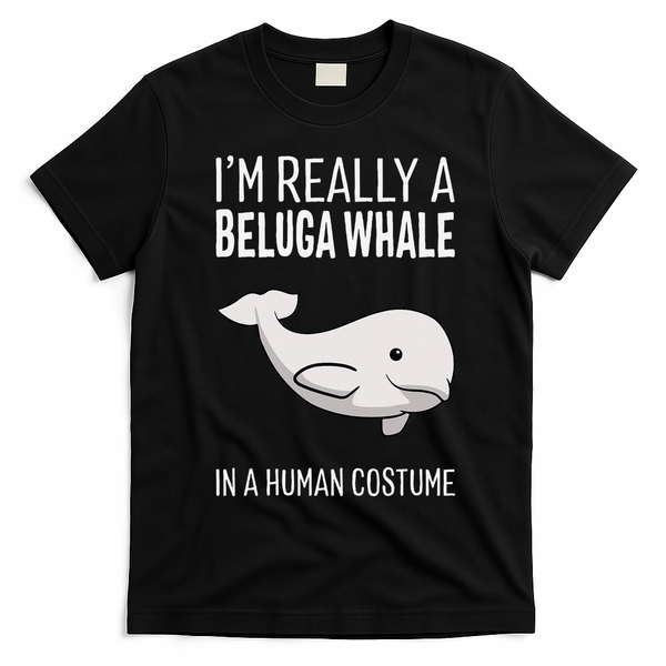 Im A Beluga Whale In A Human Costume Halloween Gift Cute T-Shirt - Black